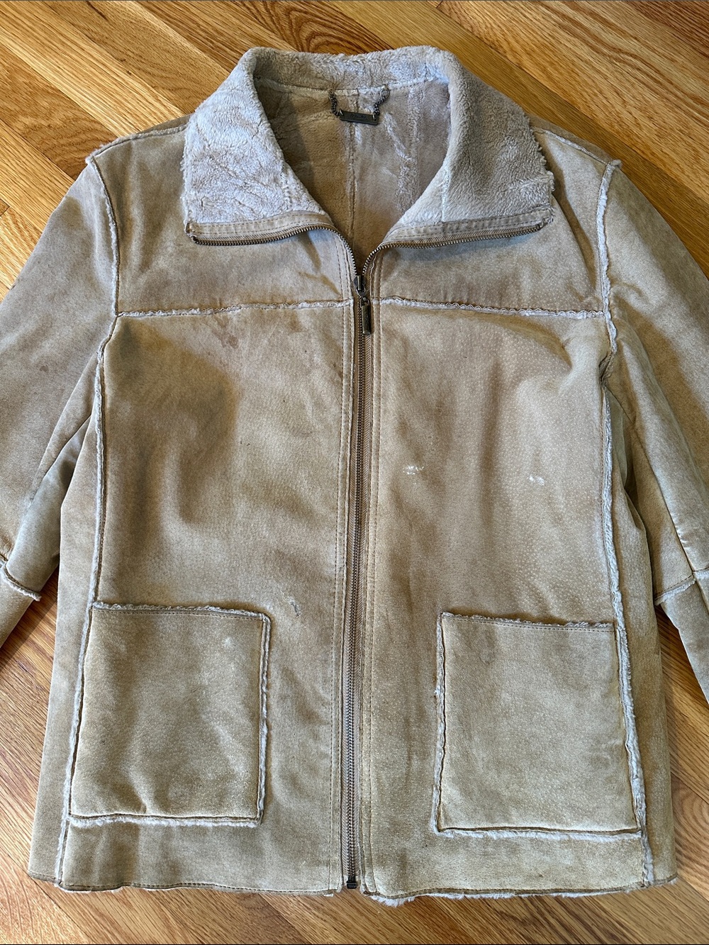 Women's Tan Suede  Zip Jacket size medium, fair condition